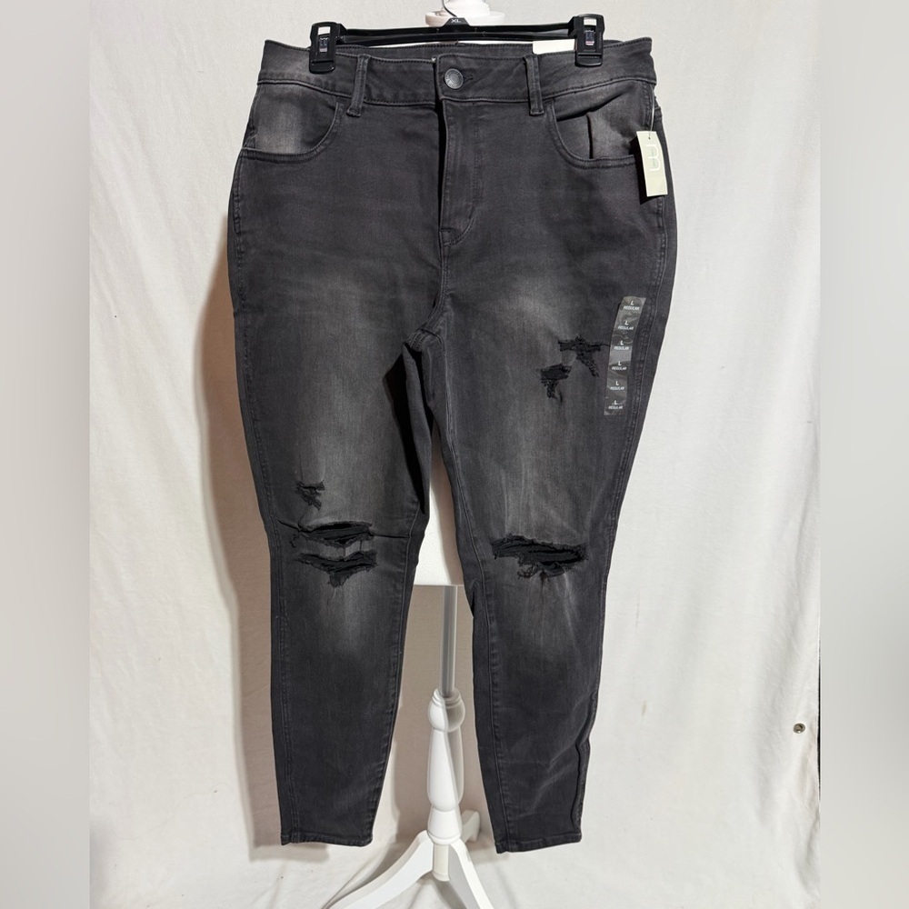 NWT Maurice’s High Rise Distressed Black Women's Jeggings Size Large Regular